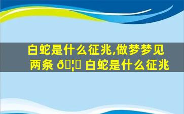 白蛇是什么征兆,做梦梦见两条 🦈 白蛇是什么征兆